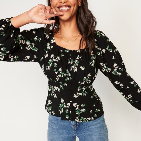 Old Navy Floral Black Peplum Top Sz Large NWT - Picture 14 of 14